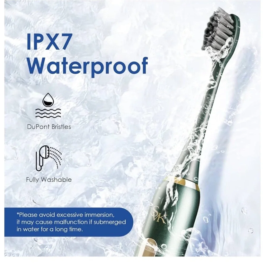SVK France SB06 Sonic Electric Toothbrush Gift Set Green 5 Modes IPX7 Waterproof